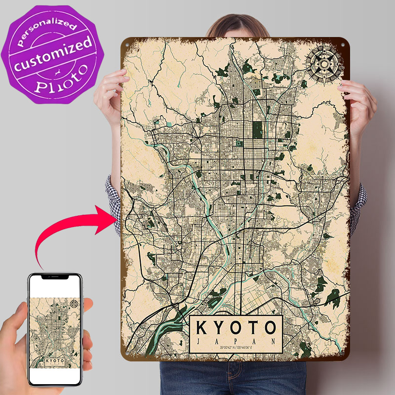 Retro Gaming Japan - Mappa della città di Kyoto, Giappone,