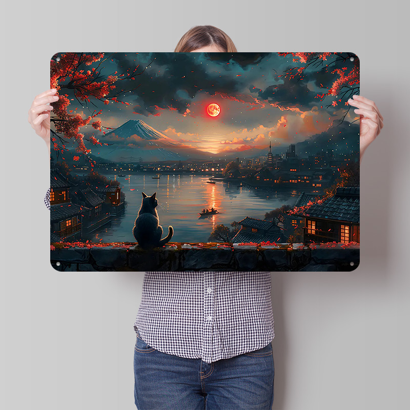 Retro Gaming Japan - Poster 3D con Gatto che Guarda