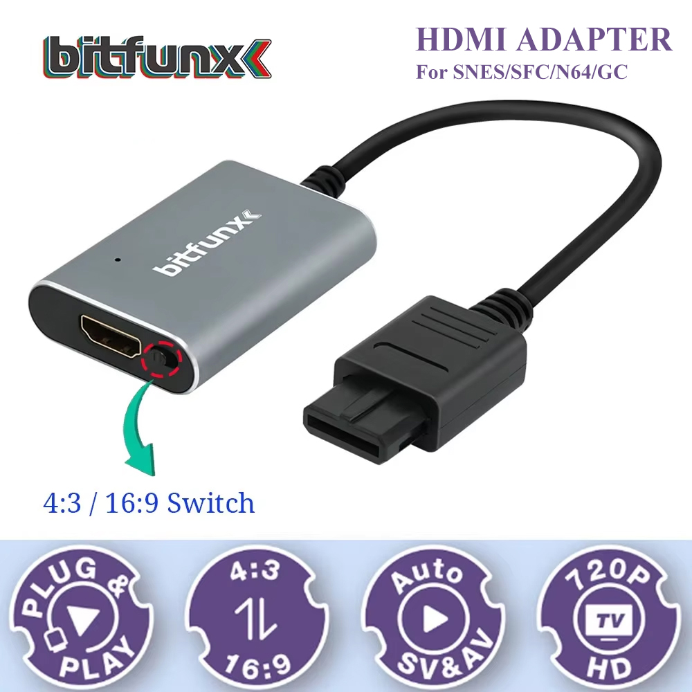 Retro Gaming Console Lego - Bitfunx 720P Adattatore Svideo/AV a HDMI,