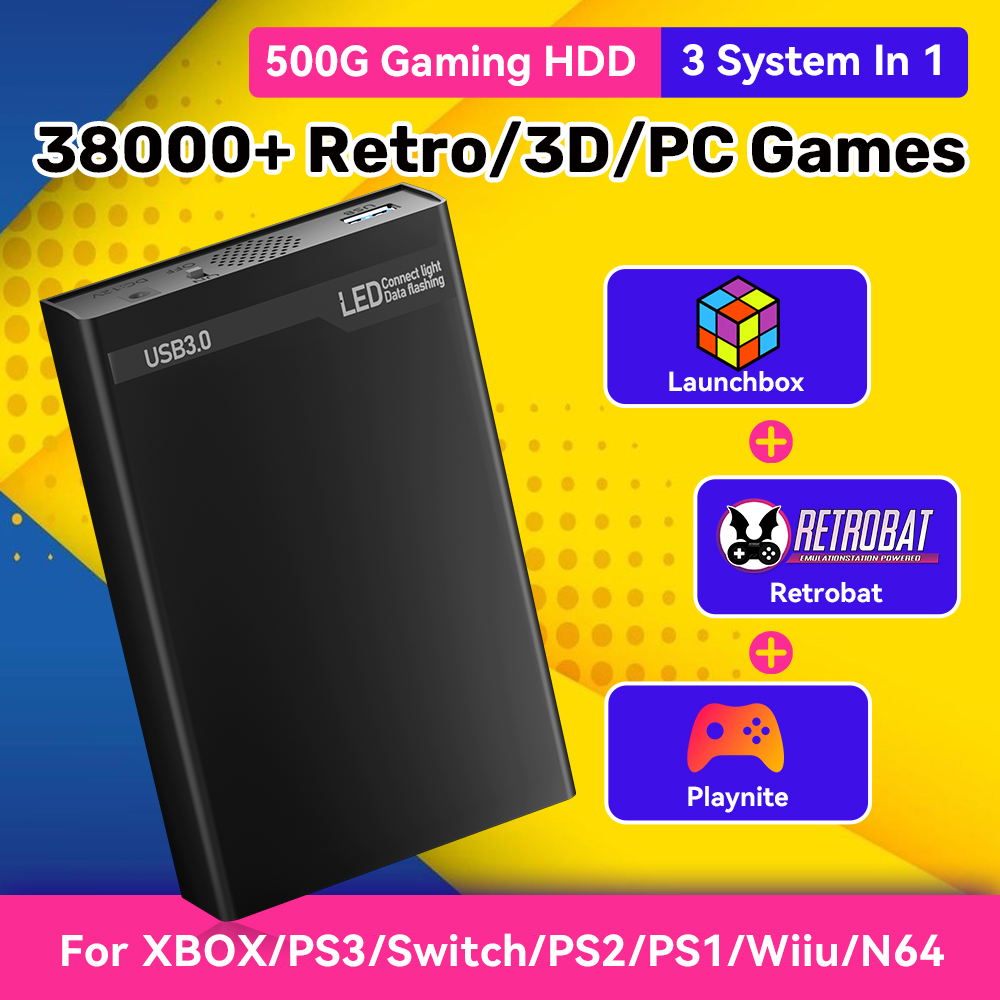 Retro Gaming Hard Drive - Mix500G Disco rigido da gioco portatile